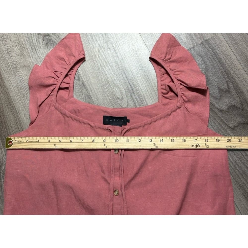 Hatch Dusty Rose Ruffle-Shoulder Midi Dress - Picture 7 of 11